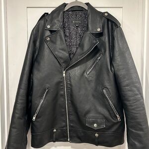 Men’s Black Faux Leather Motorcycle Jacket